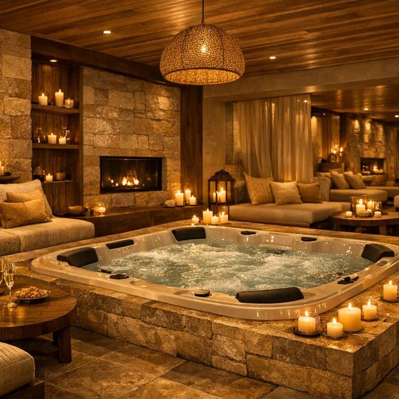 A couple relaxing together in a private suite